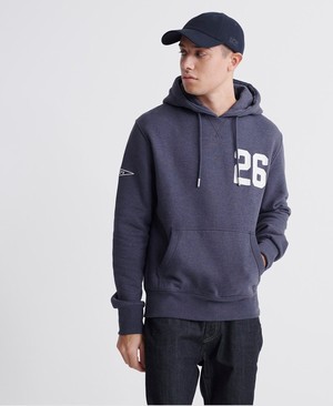 Superdry Classic Varsity Pennant Férfi Kapucnis Pulóver Kék | ZLTRV8264